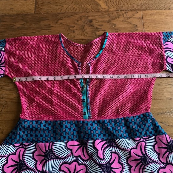Colorful Mesh African Print Dress - Picture 10 of 14